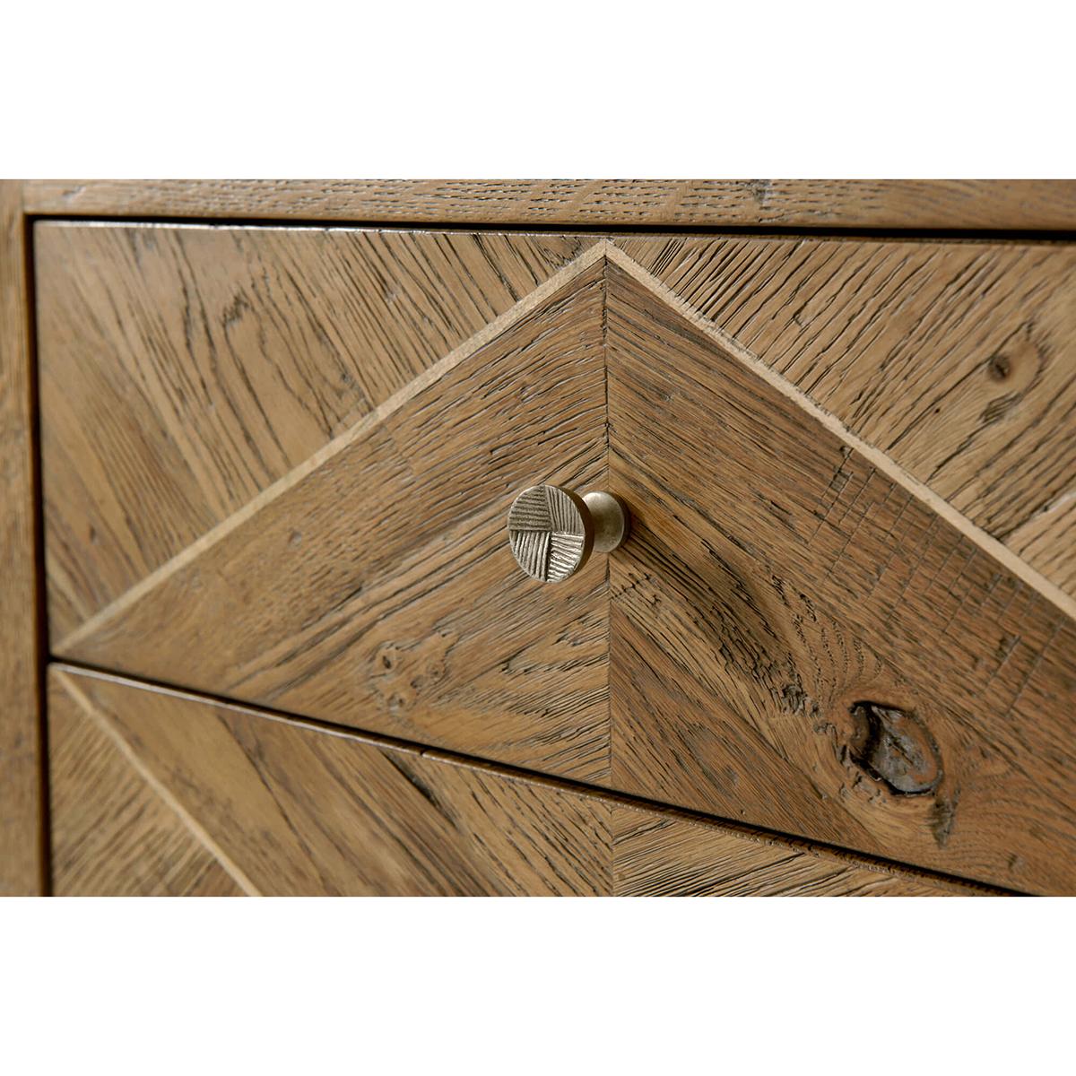 Pair of Rustic Oak Parquetry Bedside Tables For Sale 1