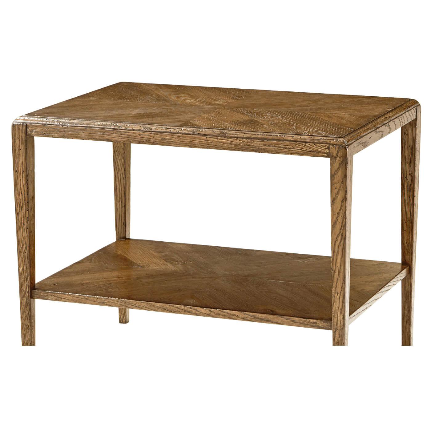 Vietnamese Pair of Rustic Oak Two-Tier Side Tables For Sale