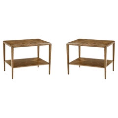 Pair of Rustic Oak Two-Tier Side Tables