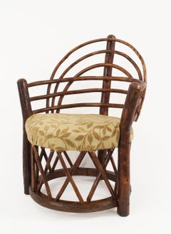 Pair of Old Hickory Paisley Lattice Armchairs