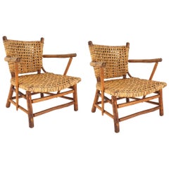Pair of Rustic Old Hickory Low Arm Chairs