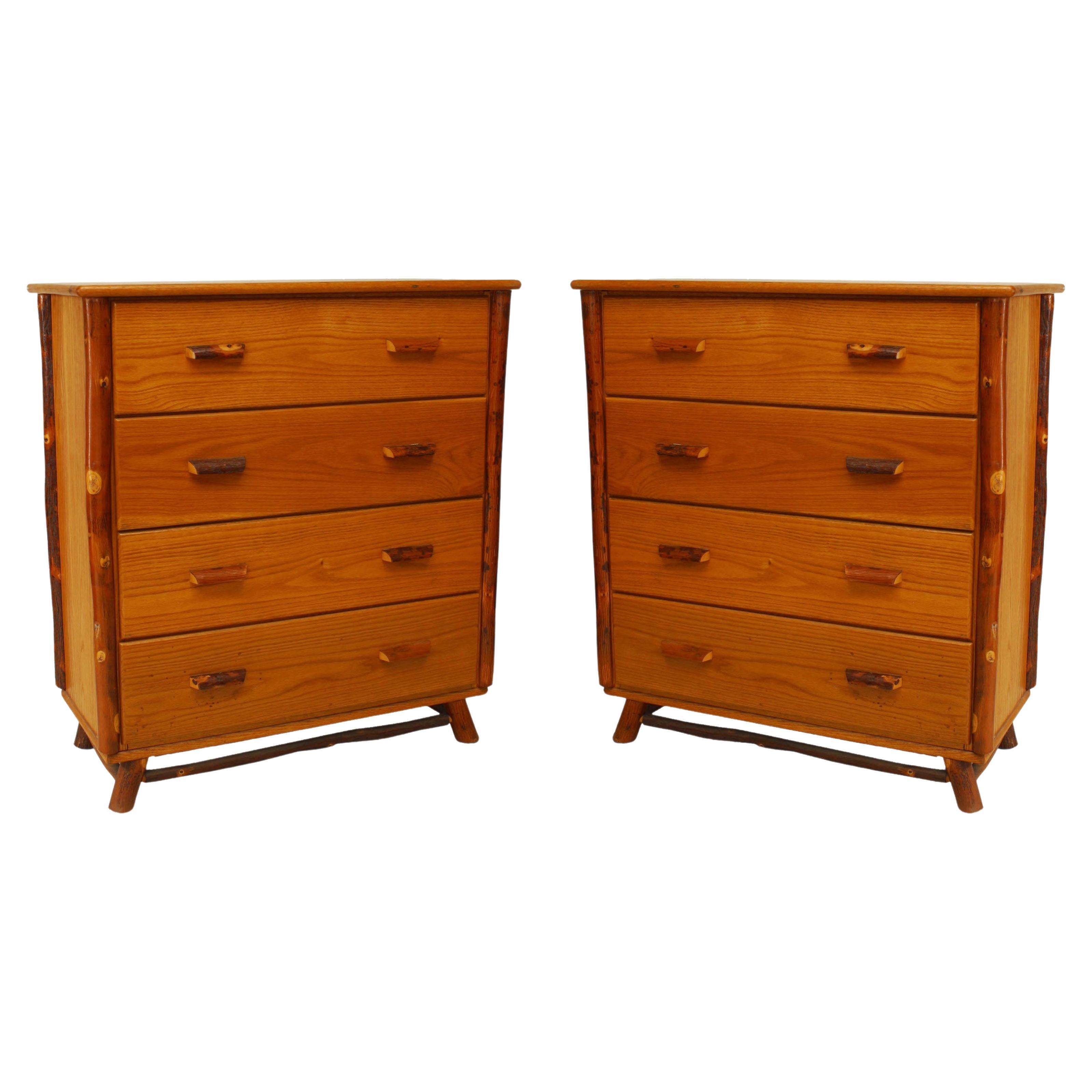 Pair of Rustic Old Hickory Oak Chests For Sale