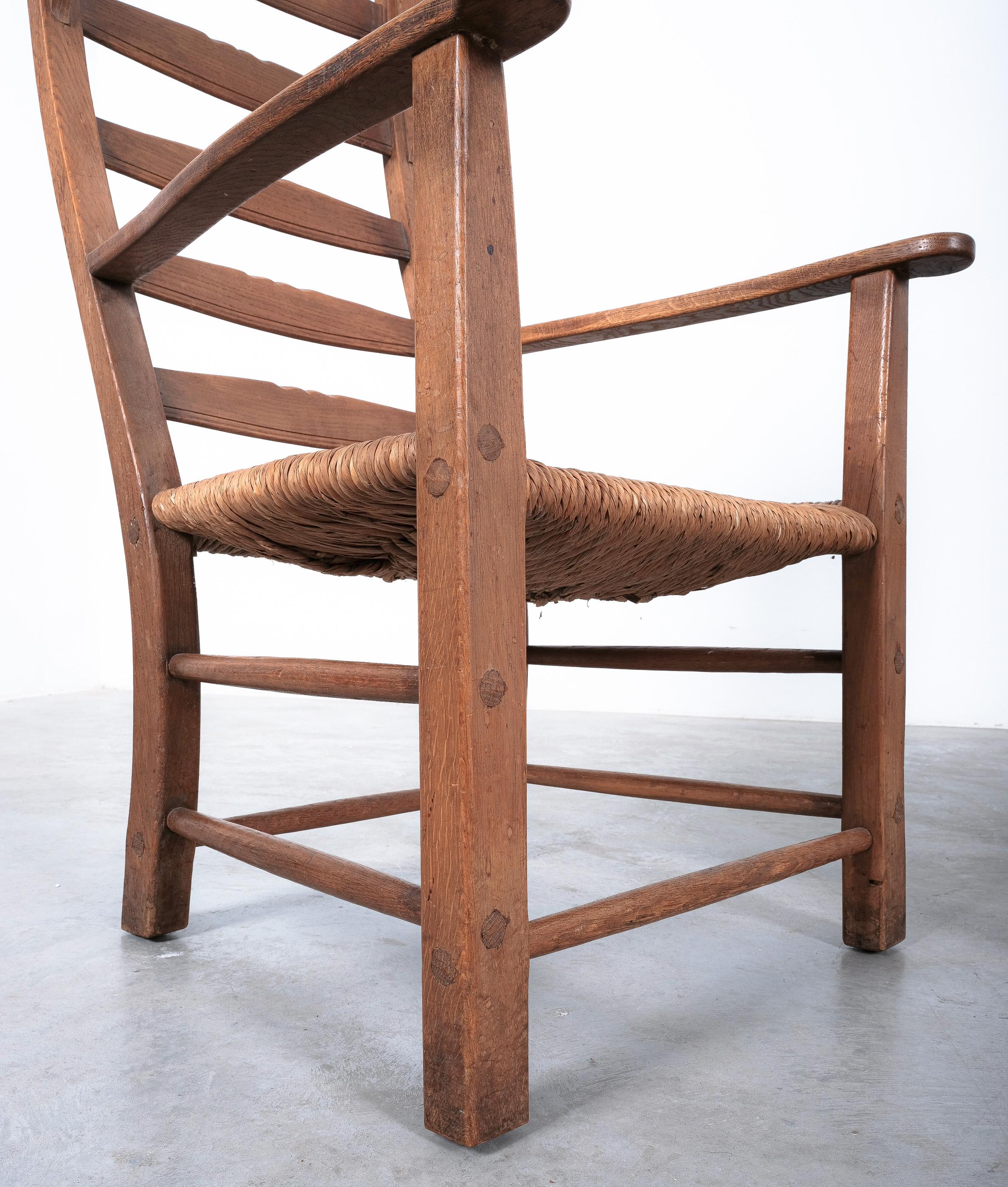 Pair of Rustic Rope Lounge Chairs Beech Wood, France, 1950 For Sale 3