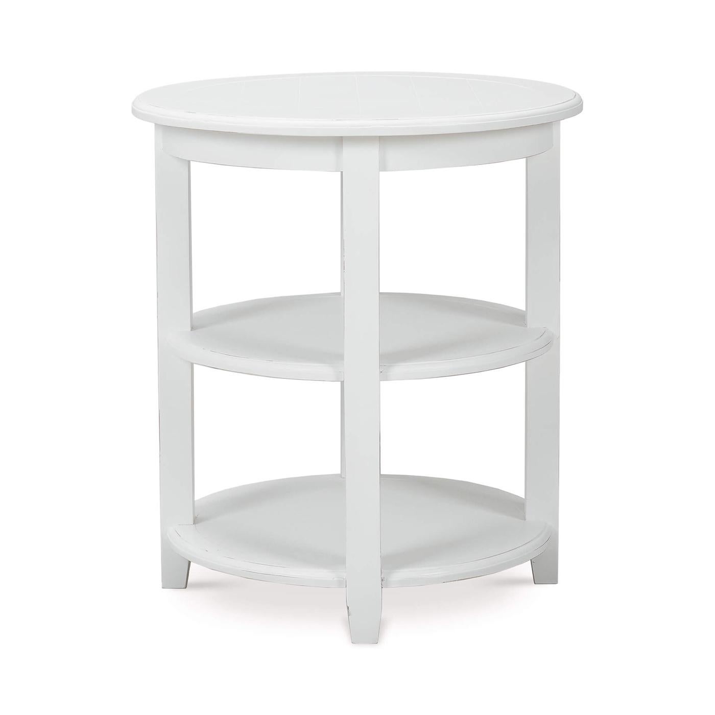 Indonésien Paire de tables d'appoint rondes rustiques peintes en blanc en vente