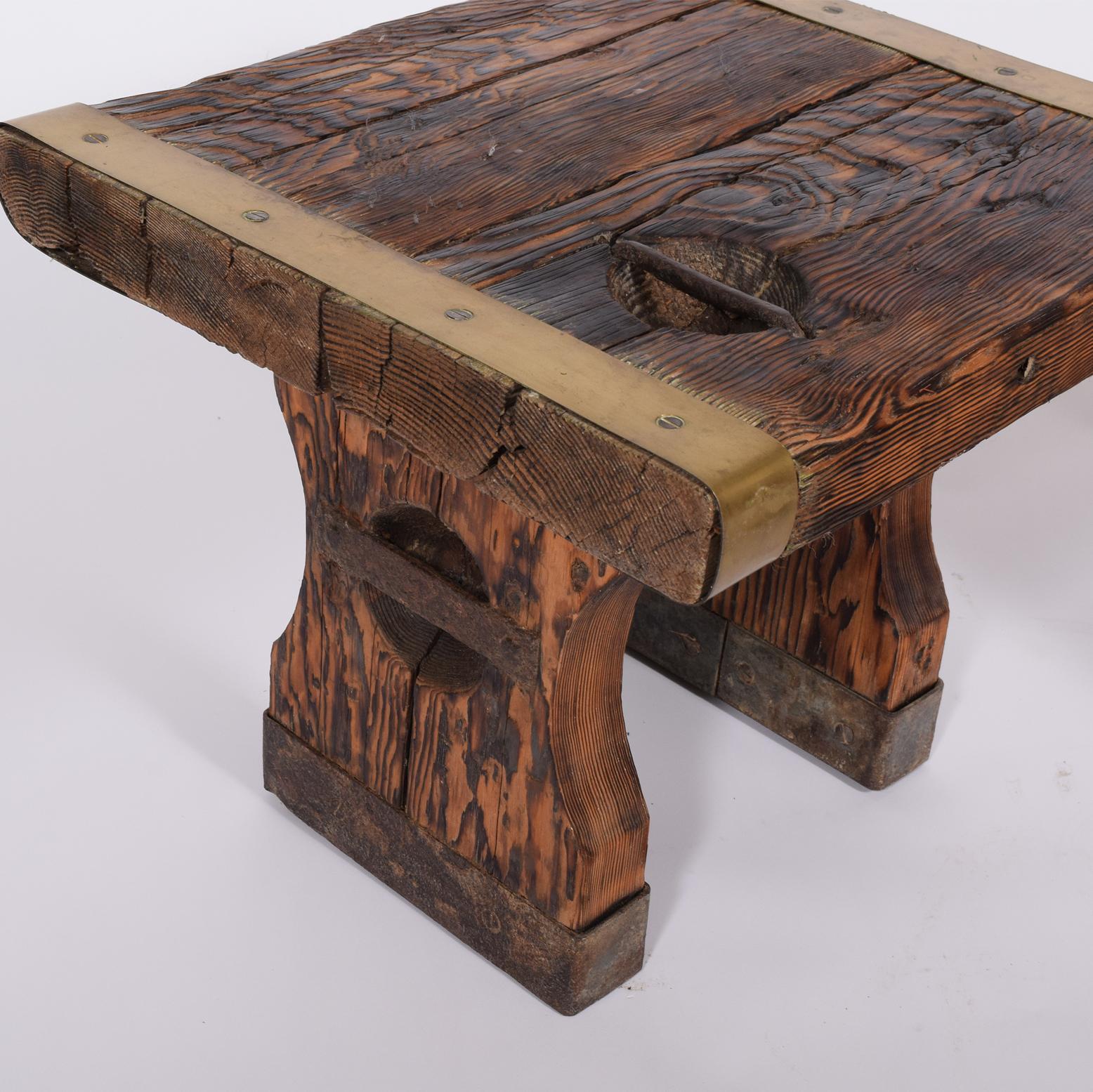 Pair of Rustic Side Tables Made of Raw Hatch-Boards In Good Condition In Hudson, NY