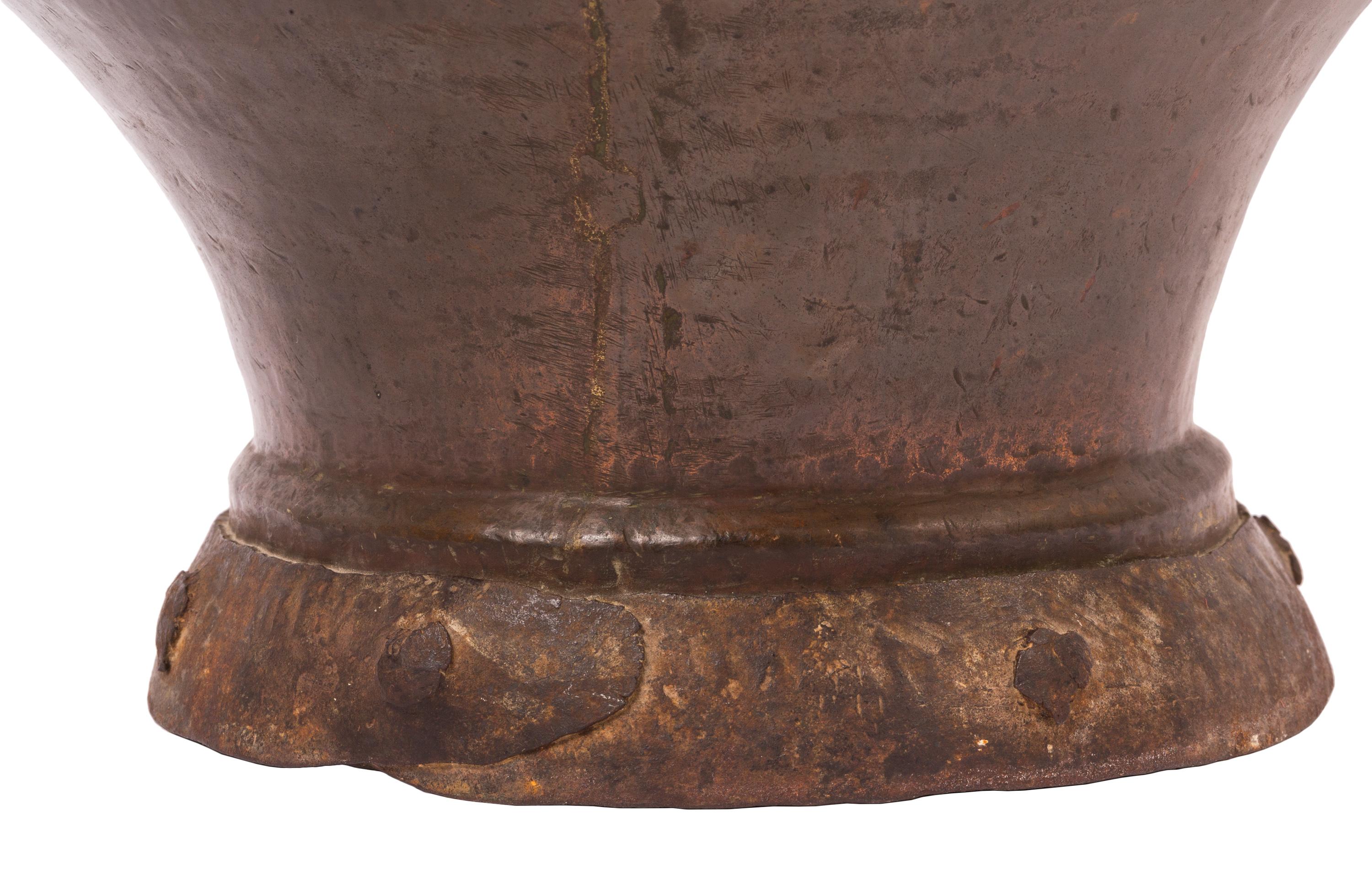 Pair of Rustic Spanish Arab Style Copper Water / Milk Jugs with Domed Lids For Sale 4