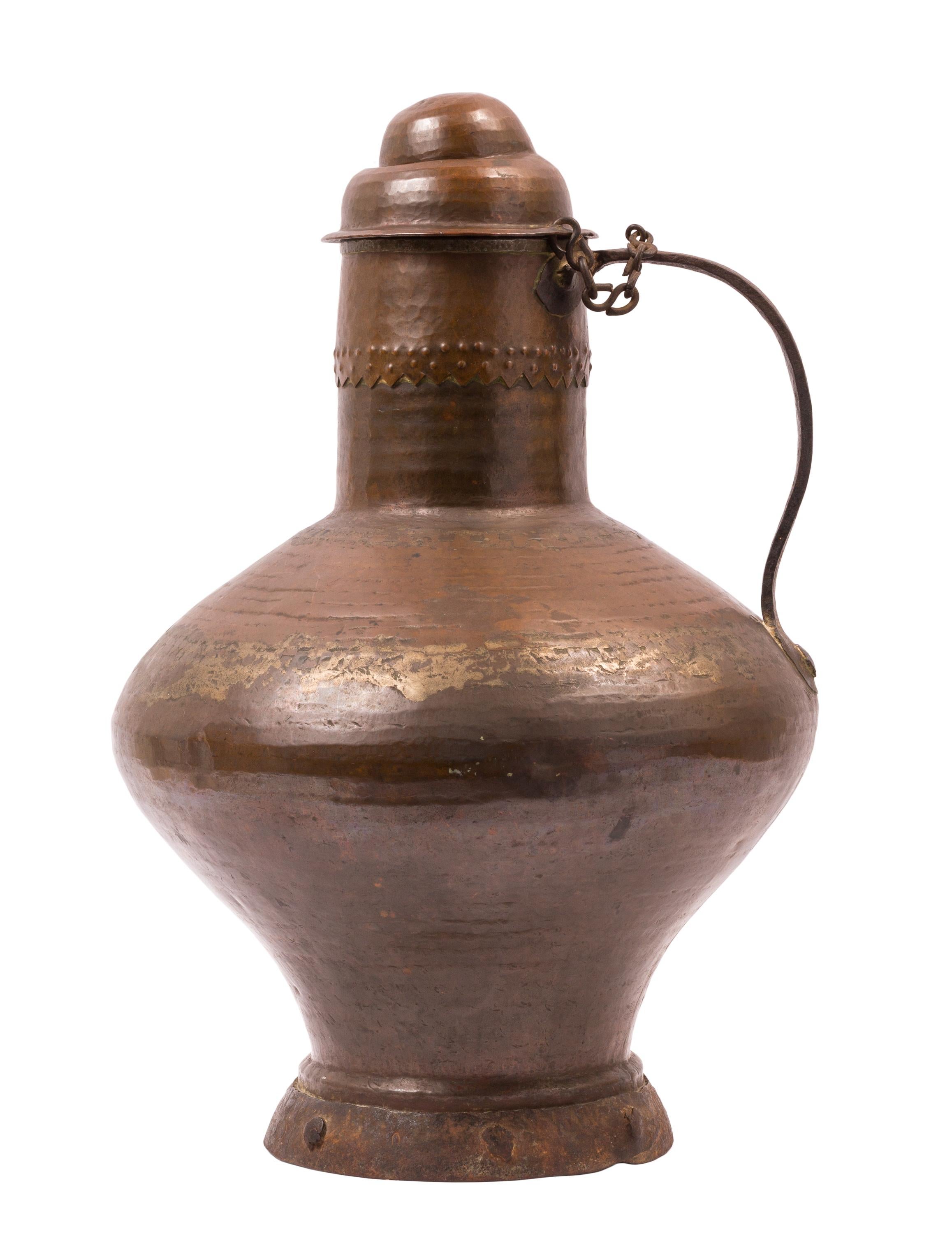 Copper containers of varying shapes and sizes have been used in Spanish homes and kitchens for many centuries. Copper and its alloys were particularly popular metals for storing and preparing foodstuffs, not only because they were they durable, but