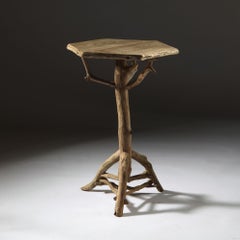 Pair of Rustic Stag Oak Hexagonal Tripod Tables
