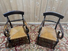 Pair of rustic straw armchairs