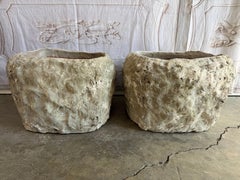 Pair of Rustic Style Terra Cotta Planters with Organic Form