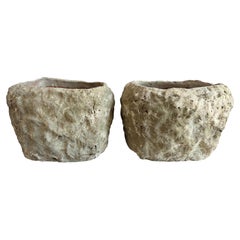 Pair of Rustic Style Terra Cotta Planters with Organic Form