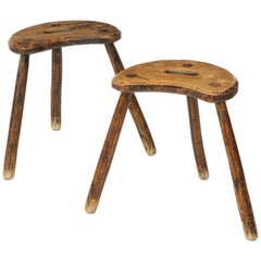 Rustic Tripodal Splayed Leg Stools
