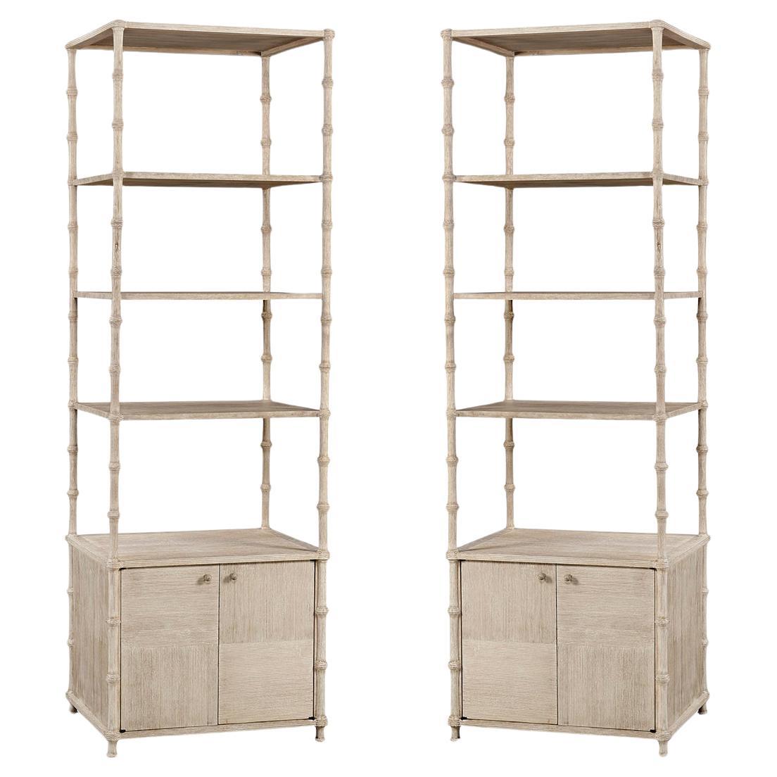 Pair of Rustic Washed Etageres