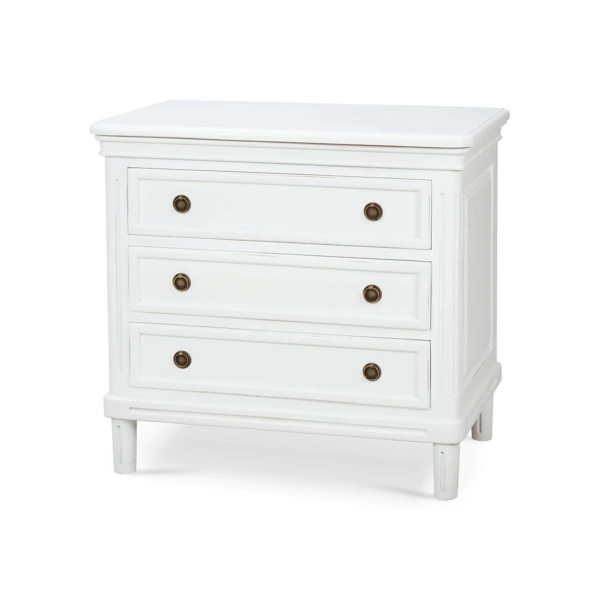 French Provincial Pair of Rustic White Nightstands For Sale