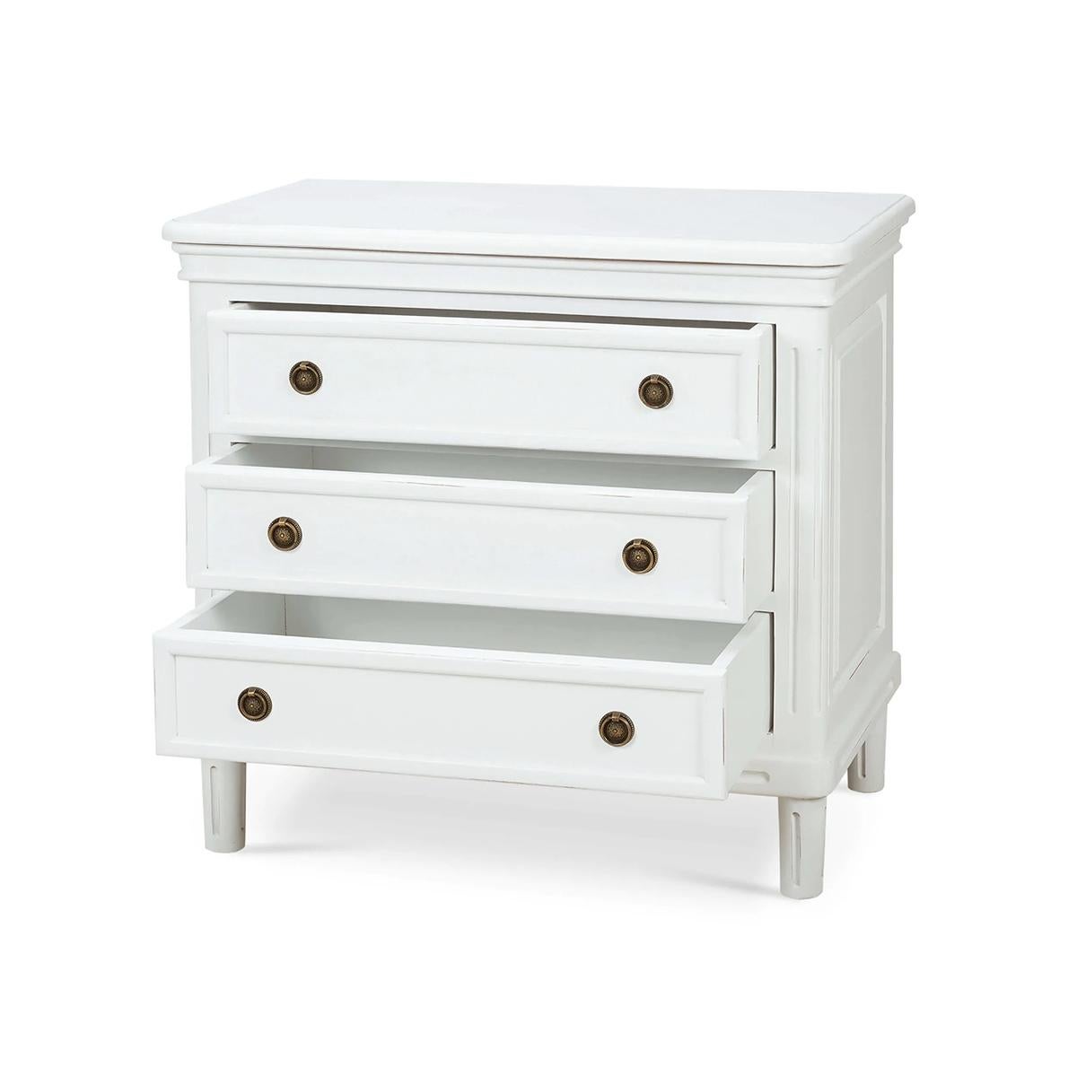 Indonesian Pair of Rustic White Nightstands For Sale