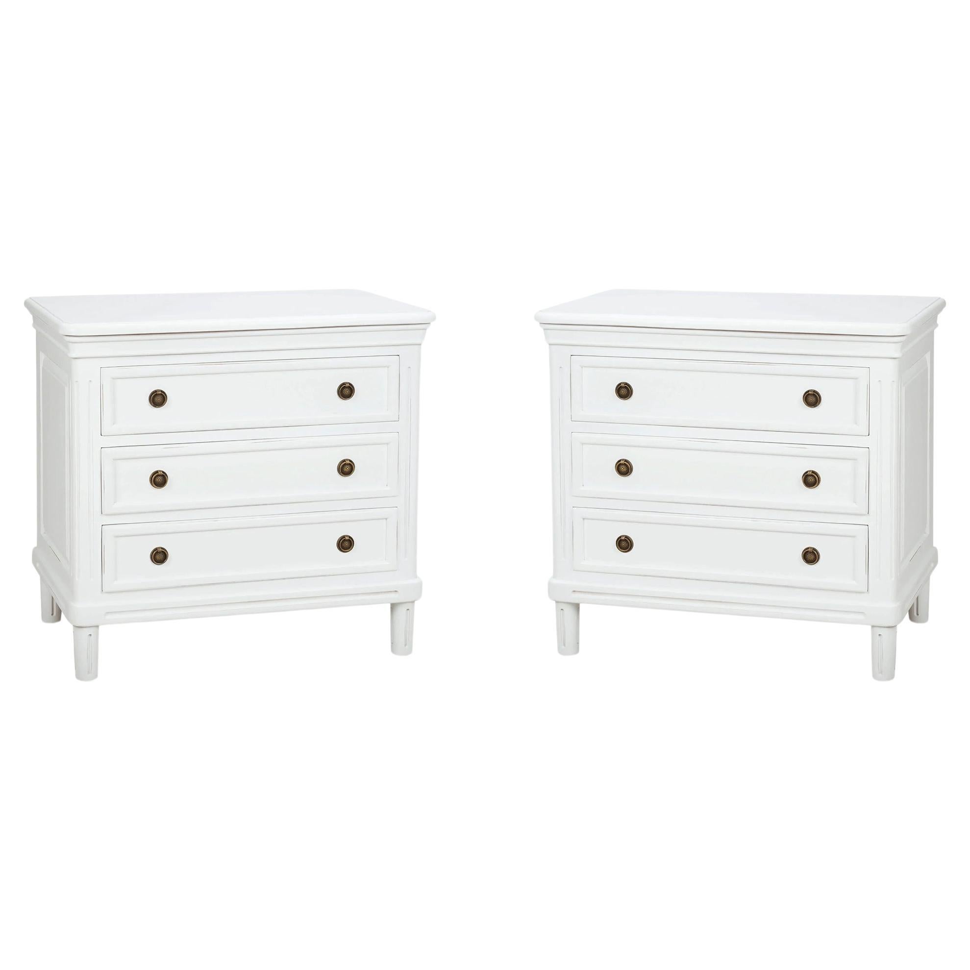 Pair of Rustic White Nightstands