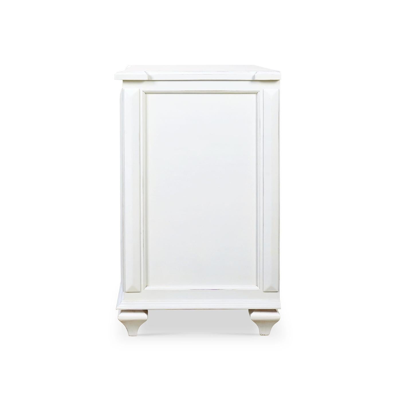 French Provincial Pair of Rustic White Painted European Commodes For Sale