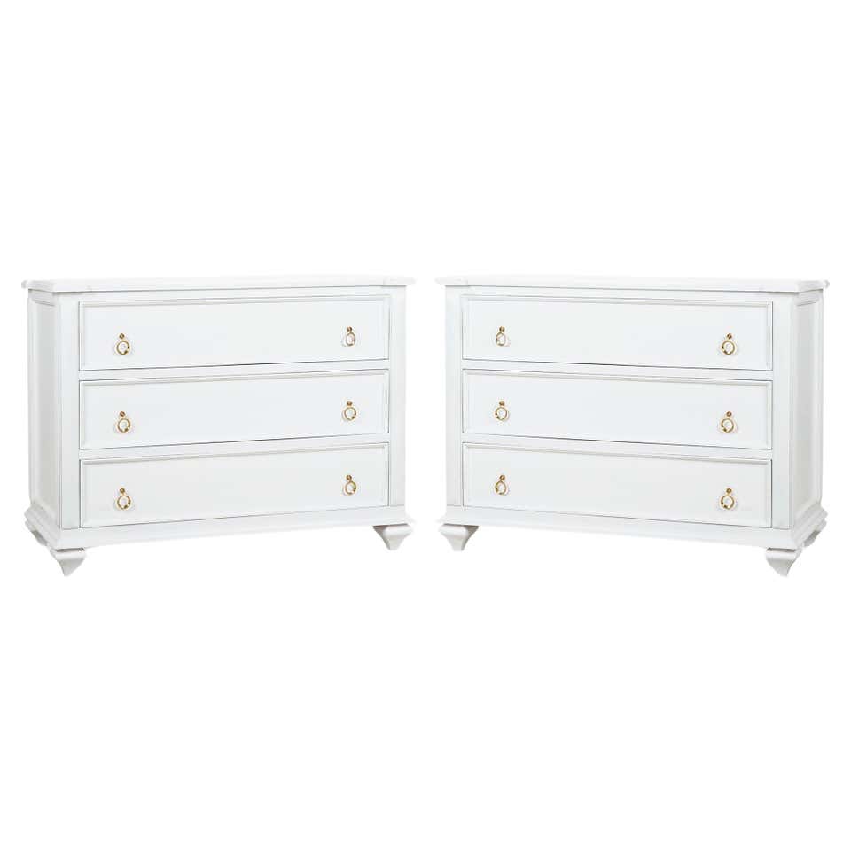 Rustic White Painted European Commode For Sale at 1stDibs