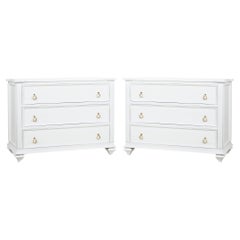 Pair of Rustic White Painted European Commodes
