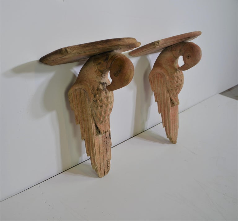 Pair of Rustic Wood Brackets For Sale at 1stDibs