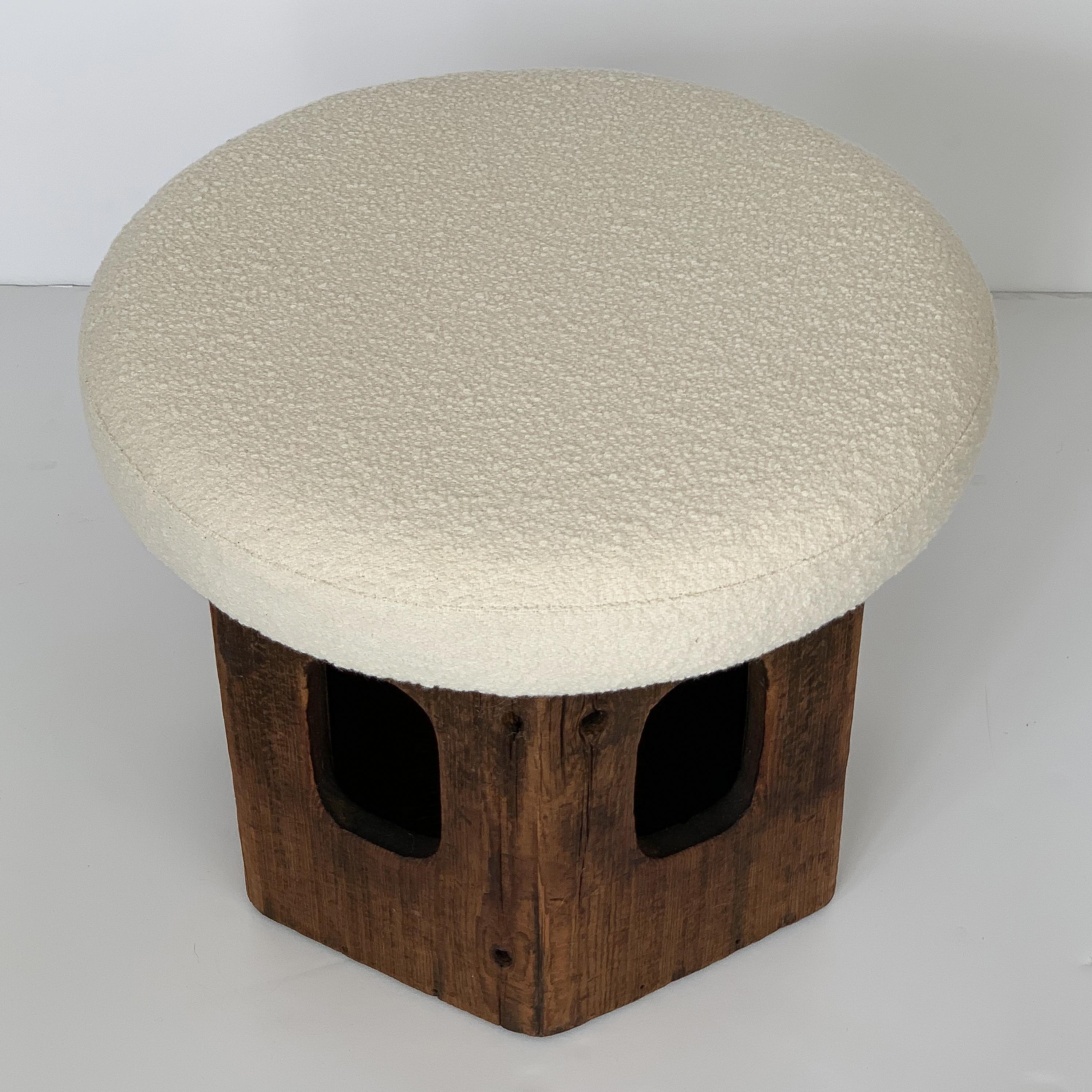 rustic wood footstool