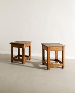 Pair of Rustic Wooden Swedish Bed Side Tables in Pine Produced Early, 1900s