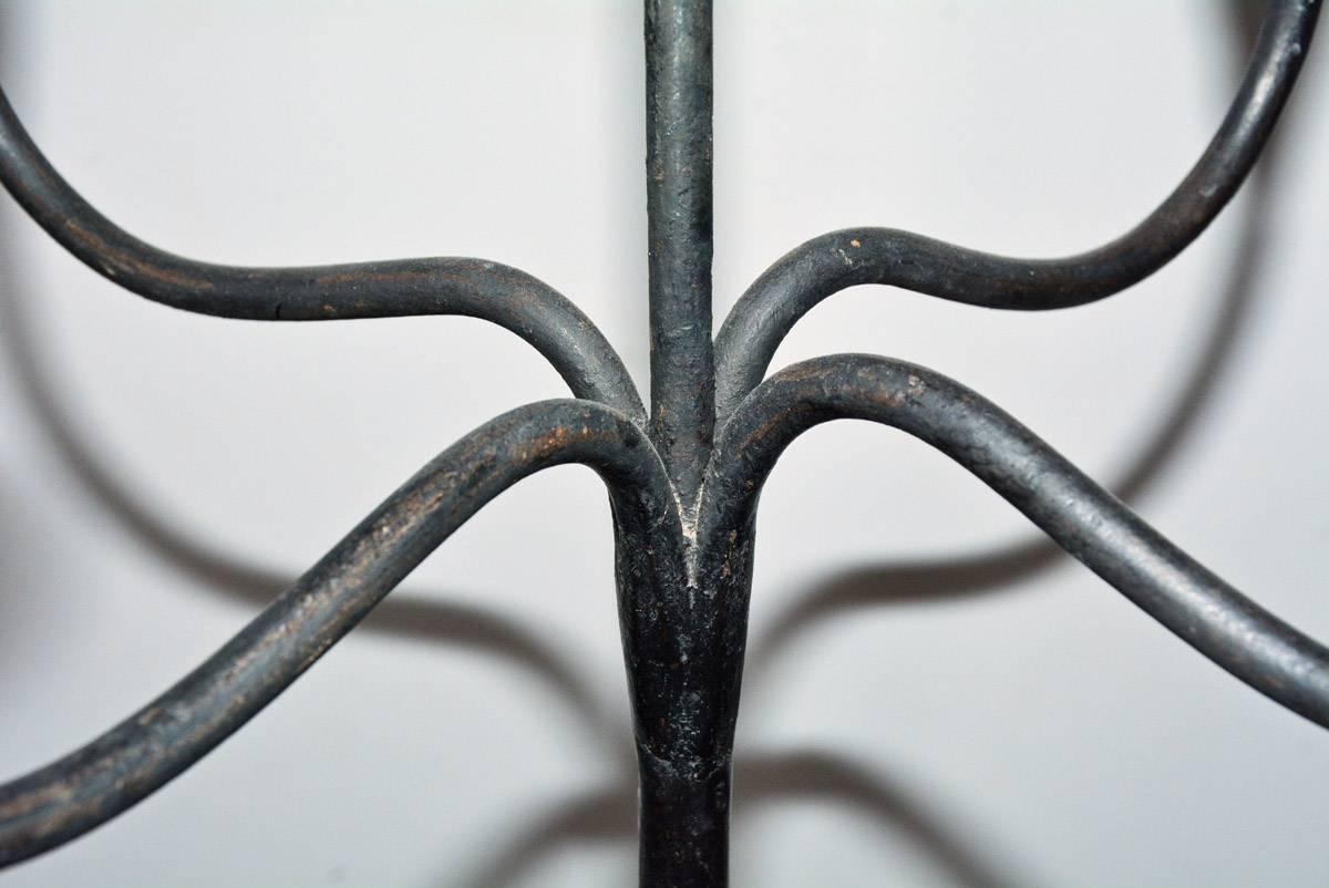 American Pair of Rustic Wrought Iron Floor Torcheres