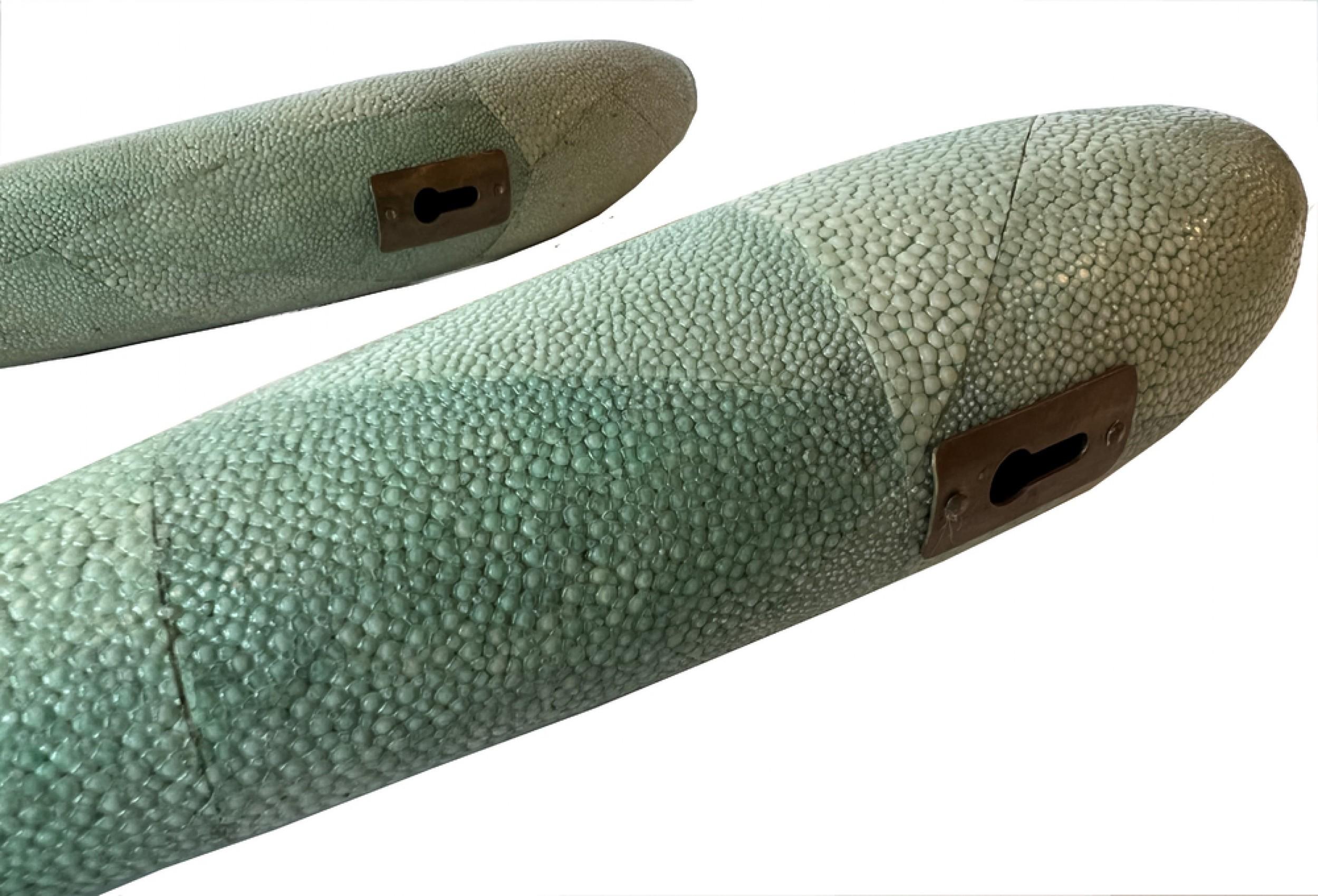 Pair of R&Y Augousti Midcentury Continental Shagreen Wall Hung Candle Sticks For Sale 2