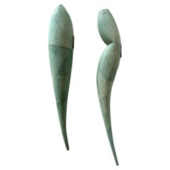 Pair of R&Y Augousti Midcentury Continental Shagreen Wall Hung Candle Sticks