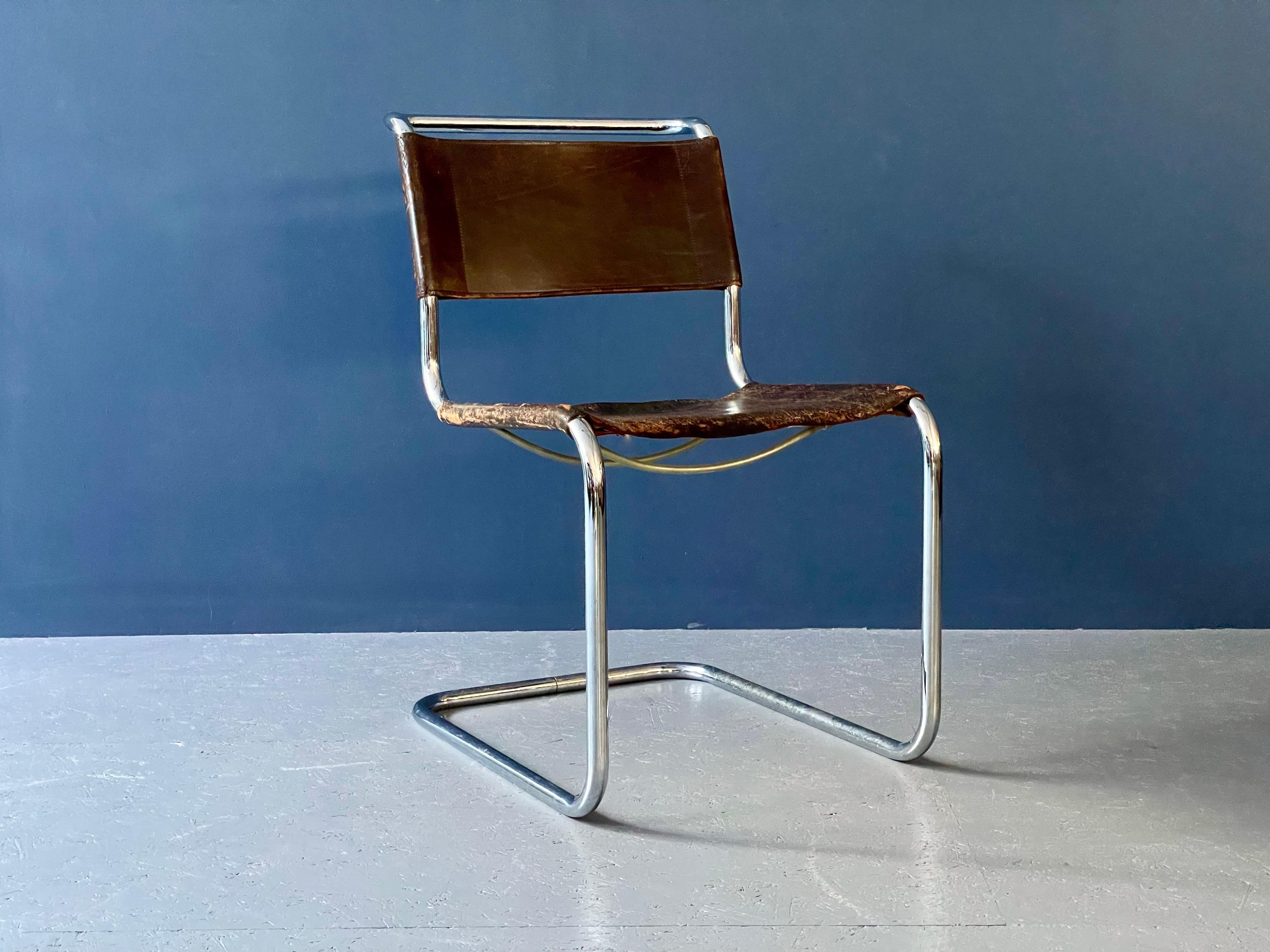 Mid-Century Modern Pair of S33 Chairs by Mart Stam & Marcel Breuer for Thonet, 1984