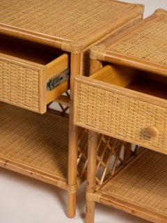 Pair of Sabina Rattan Bedside Tables, Paolo Moschino for Jasper Showroom