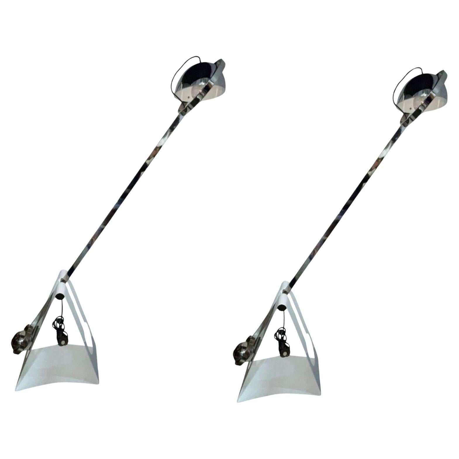Pair of Sabine Charoy Floor Lamps, France1969, Edition Verre Lumière.