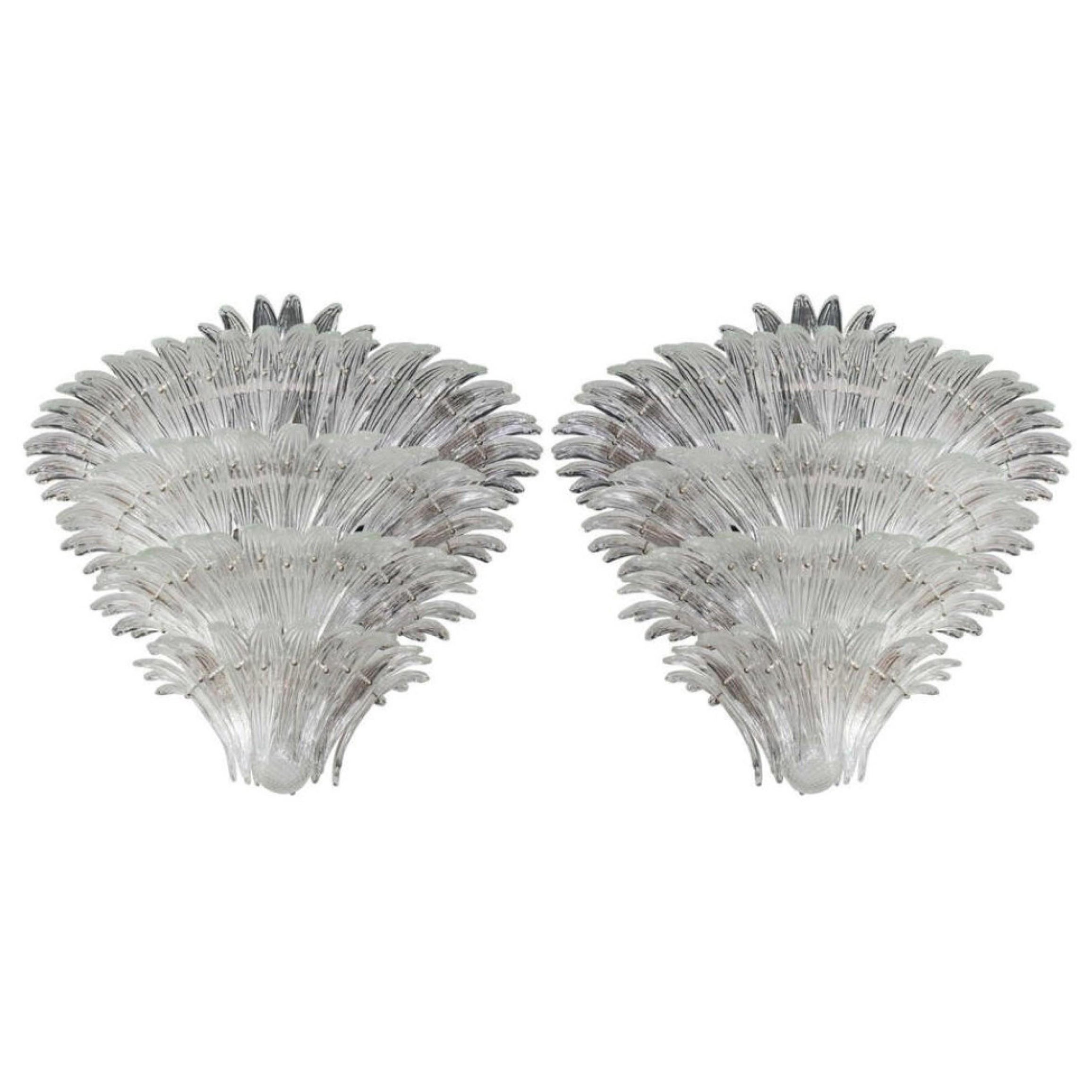 Pareja de candelabros de cristal transparente Sabino en venta