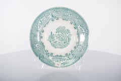 Pair of Sacavém Faience Plates ‘Statue, Little Horse’, Portugal