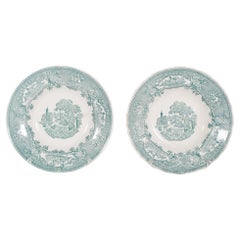 Pair of Sacavém Faience Plates ‘Statue, Little Horse’, Portugal