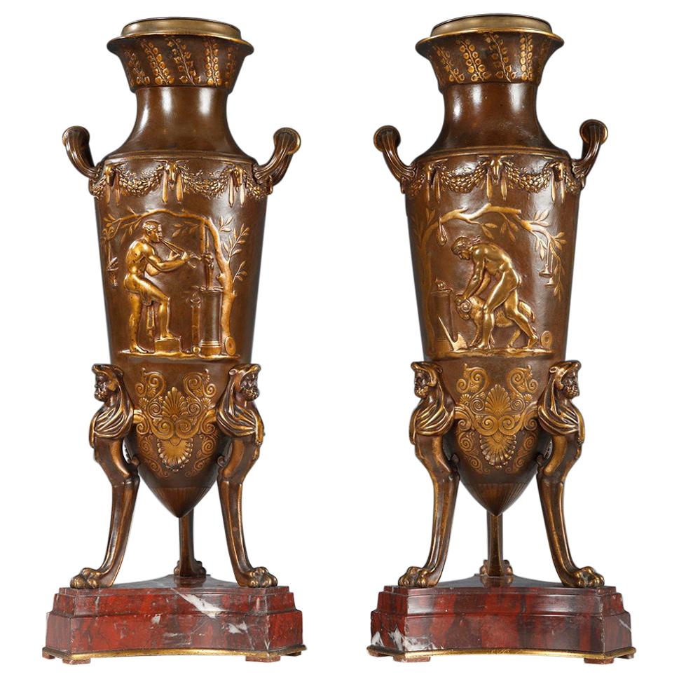 Pair of "Sacrifice" Vases by F. Barbedienne and F. Levillain