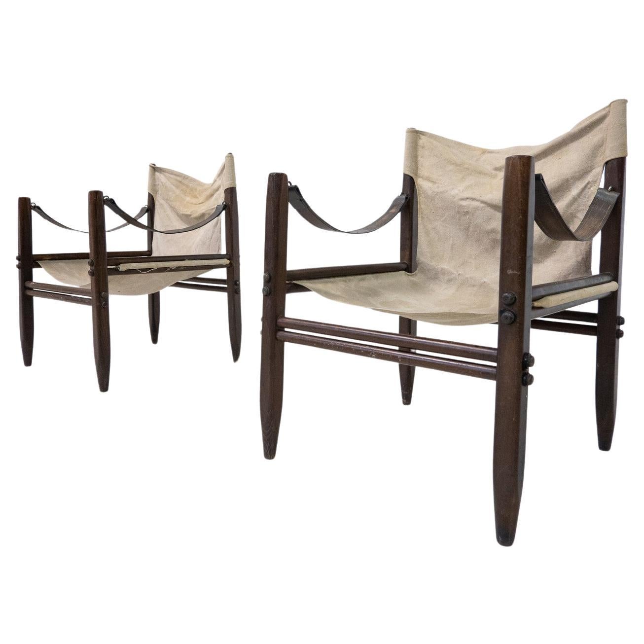 Pair of Safari Armchairs by Gianfranco Legler for Zanotta, 1960s For Sale