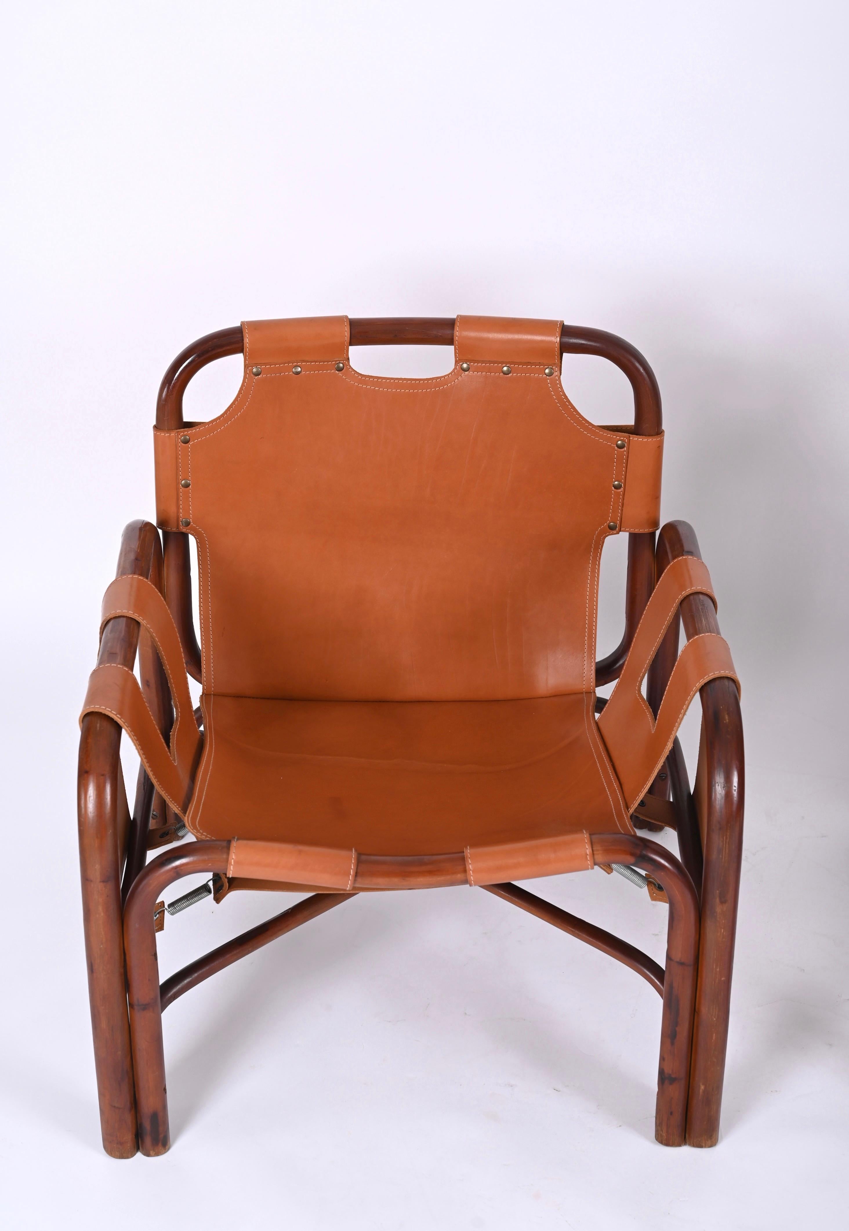 Paar Sessel „Safari“ aus Rattan und Leder von Tito Agnoli, Italien 1960er Jahre im Angebot 3