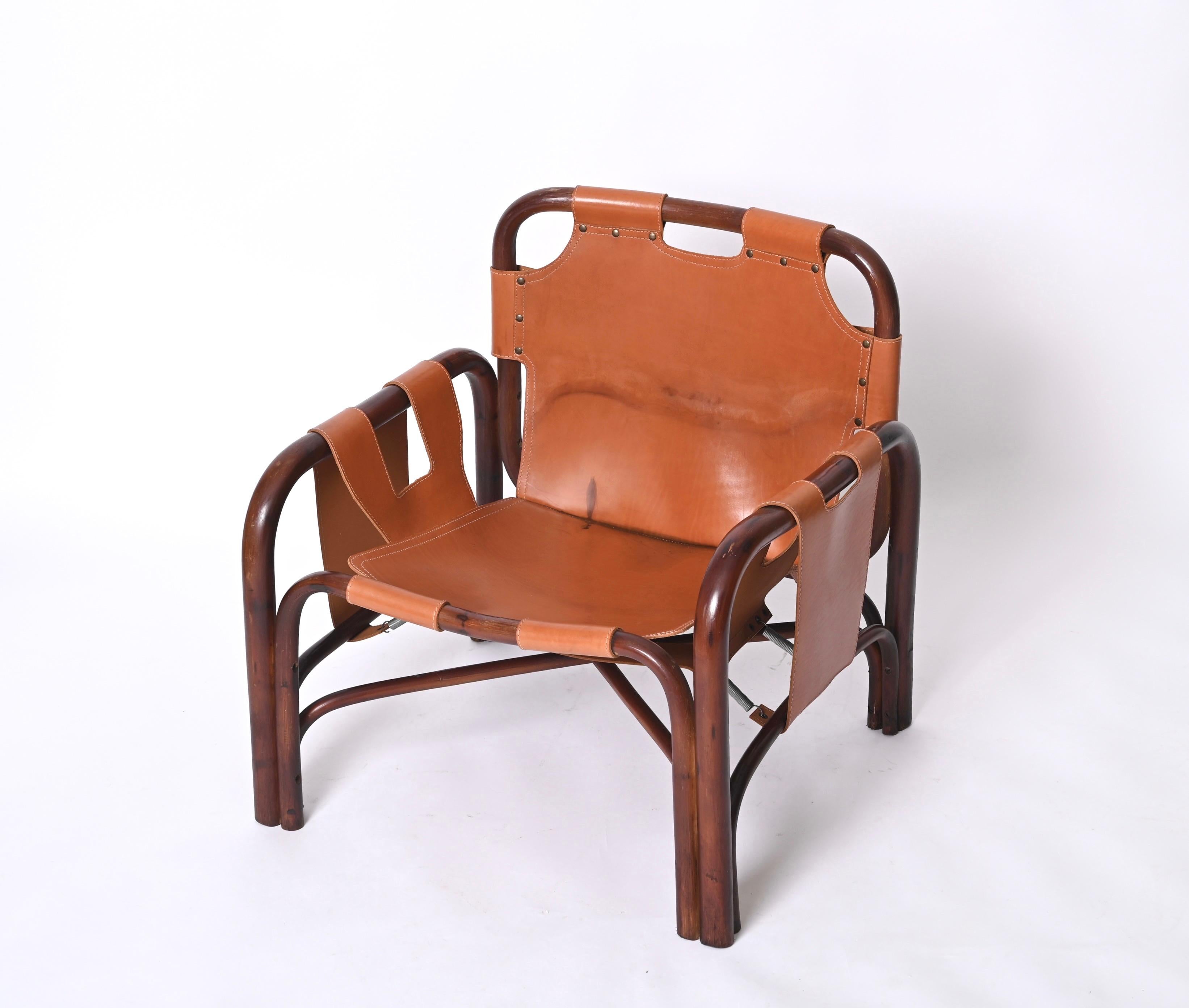 Paire de fauteuils Safari en rotin et cuir de Tito Agnoli, Italie, années 1960 en vente 9