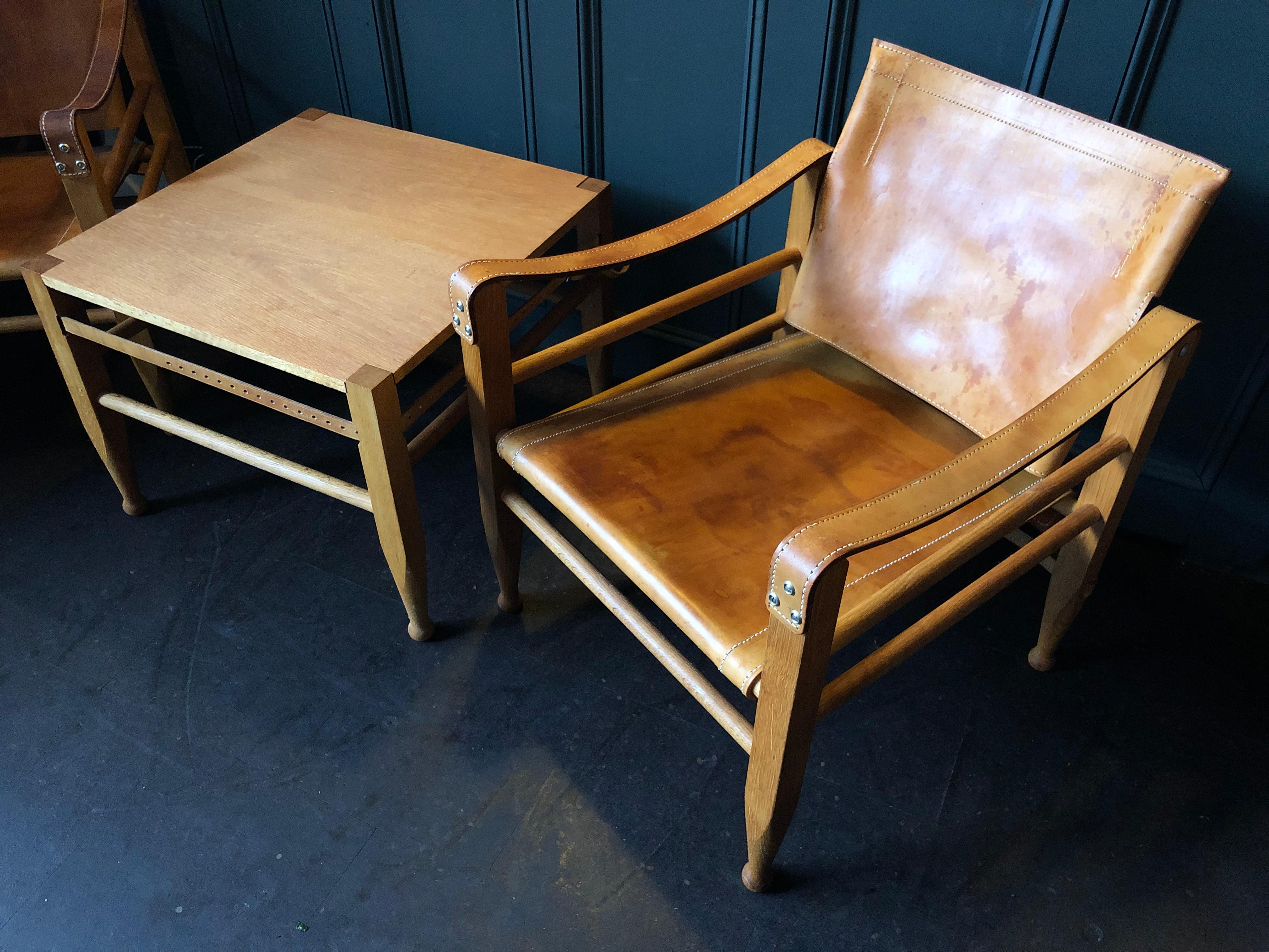 Pair of Safari Chairs and Table, Aage Bruun & Son, Børge Mogensen 5