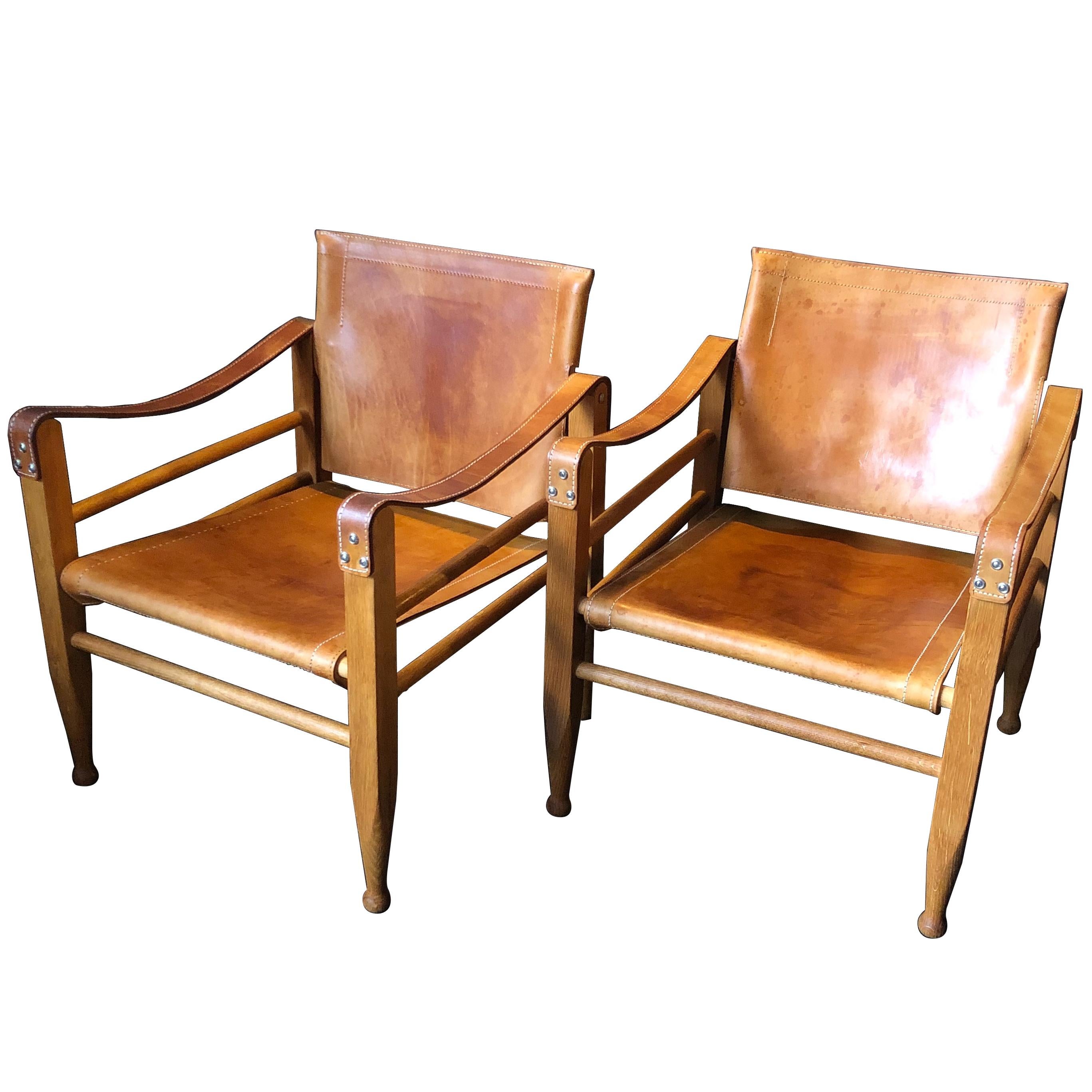 Pair of Safari Chairs and Table, Aage Bruun & Son, Børge Mogensen