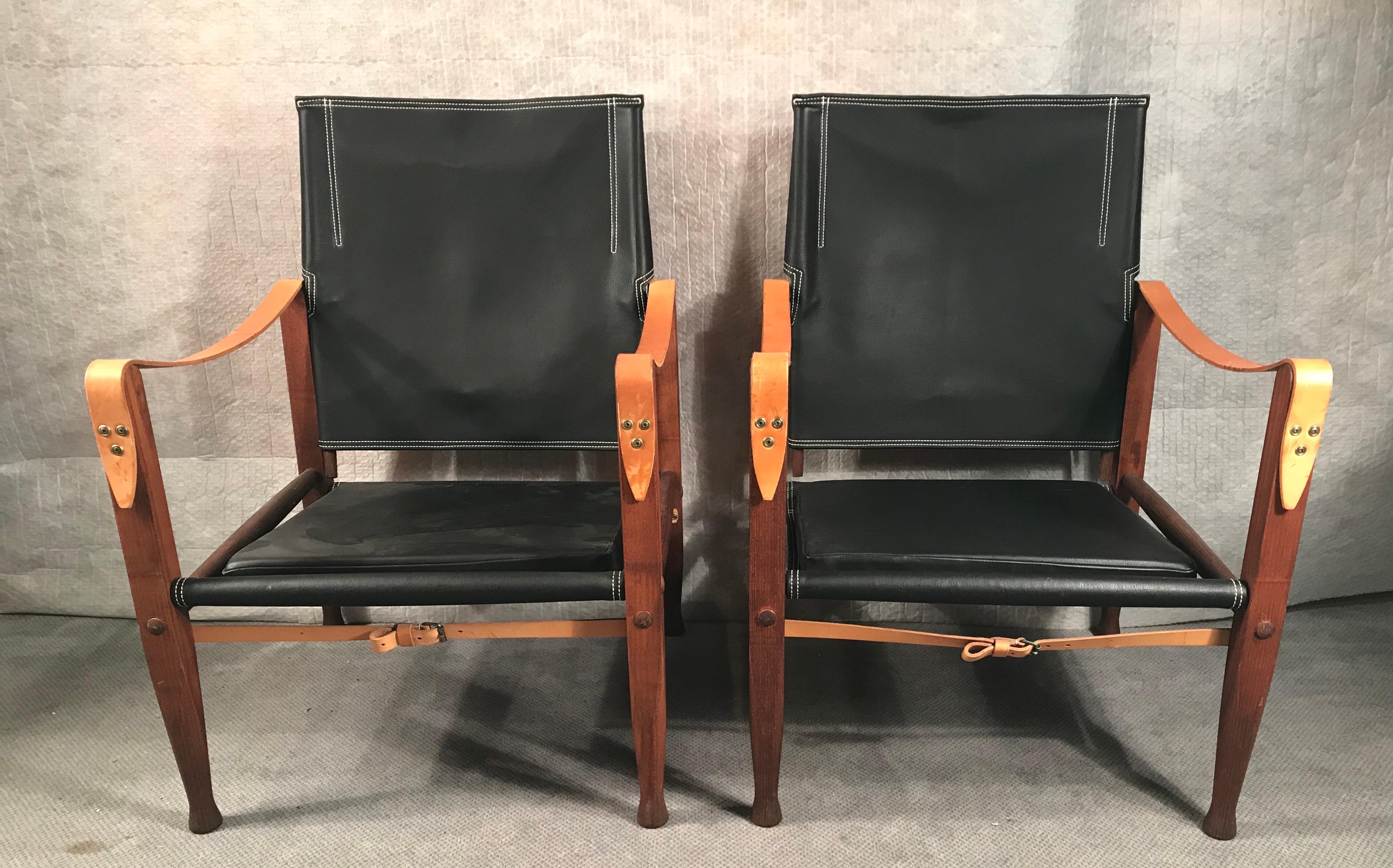 Pair of Safari Chairs by Kaare Klint, 20th Century In Good Condition In Belmont, MA