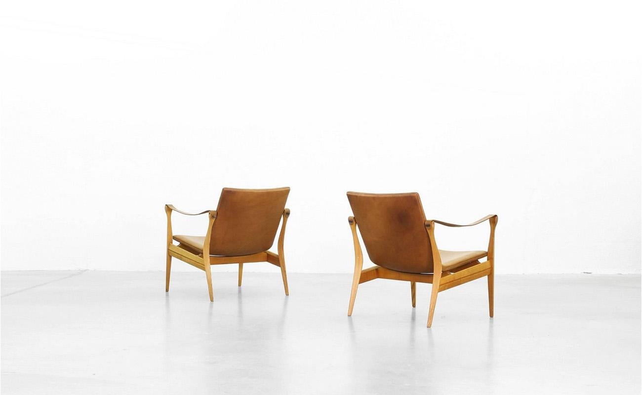 Danois Paire de chaises Safari de Karen & Ebbe Clemmensen pour Fritz Hansen, 1960 en vente