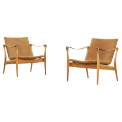 Pair of Safari Chairs by Karen & Ebbe Clemmensen for Fritz Hansen, 1960