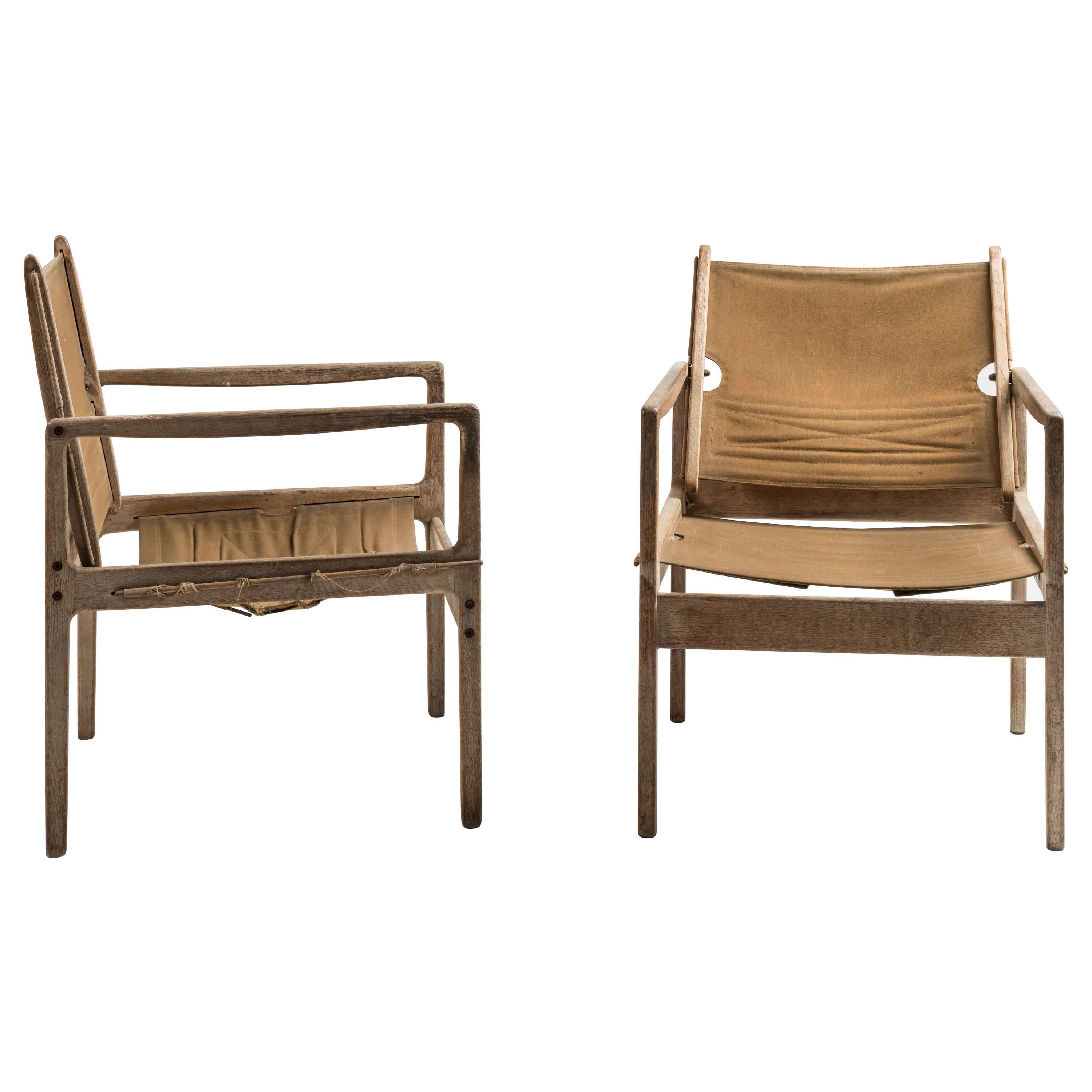 Pair of Safari Chairs by Ole Wanscher for Poul Jeppesen Møbelfabrik
