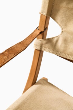 Paire de fauteuils Safari en Beeche et cuir par Poul Hundevad, années 1950