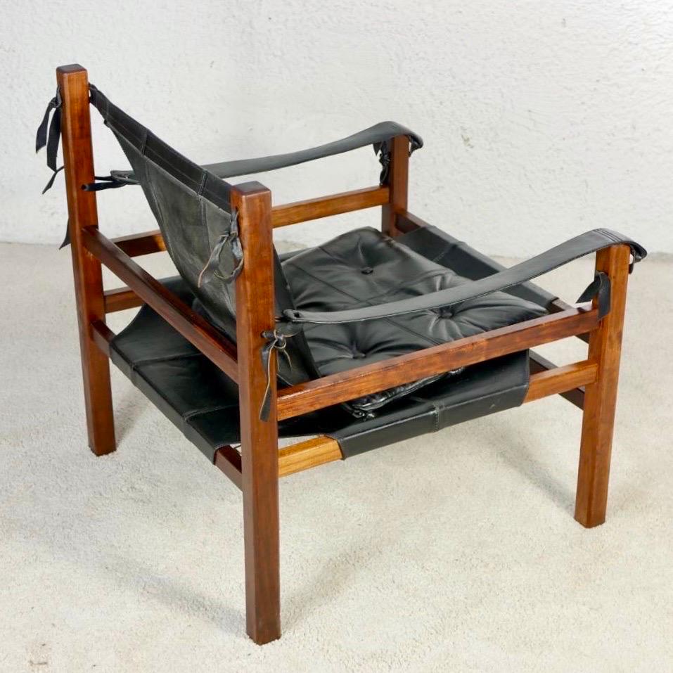 Pair of Safari leather armchairs in the style of Arne Norell, 1960s 4