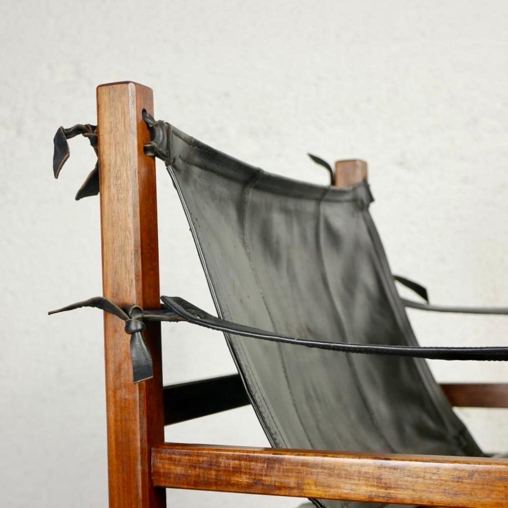 Pair of Safari leather armchairs in the style of Arne Norell, 1960s 6