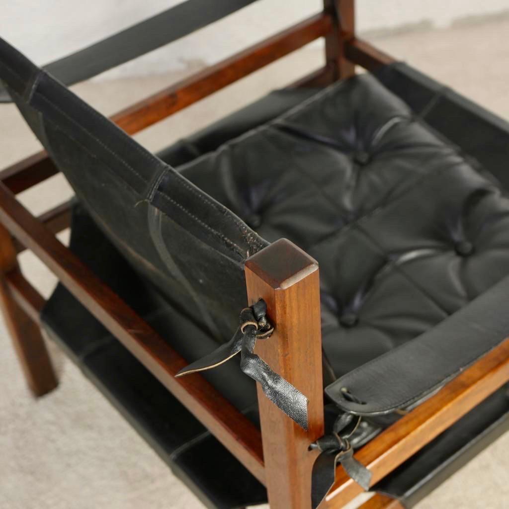 Pair of Safari leather armchairs in the style of Arne Norell, 1960s 7