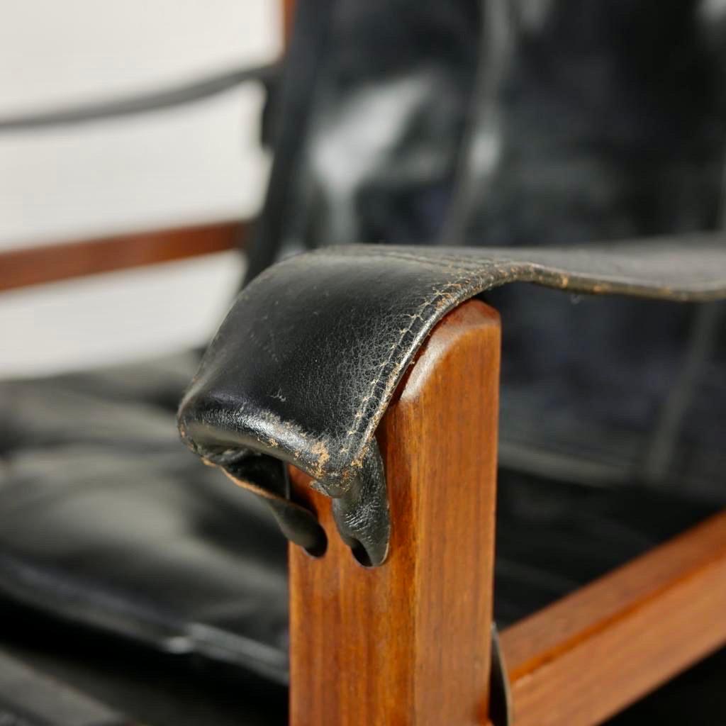 Pair of Safari leather armchairs in the style of Arne Norell, 1960s 9